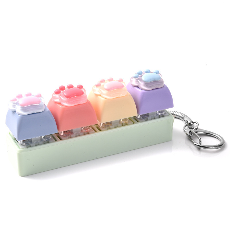 Wholesale Cat Paw Button Fidget Clicker Keychain, Stress‑Relief Decompression Toy Bag Charm Small Hanging Pendant