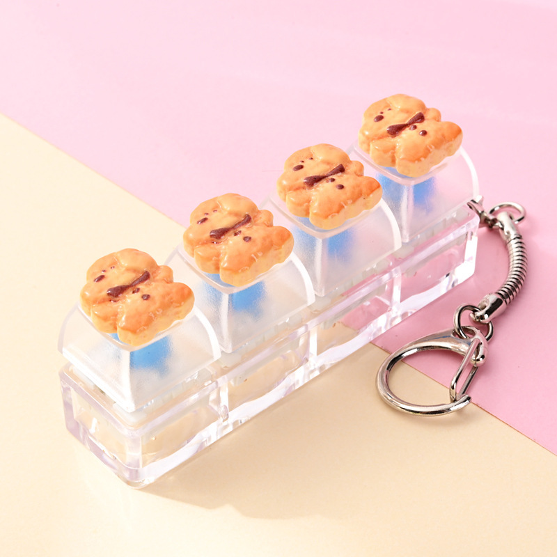Wholesale Lovely Cute Bread Fidget Button Keychain, Stress‑Relief Hanging Charm for Bag Key Decoration Small Gift