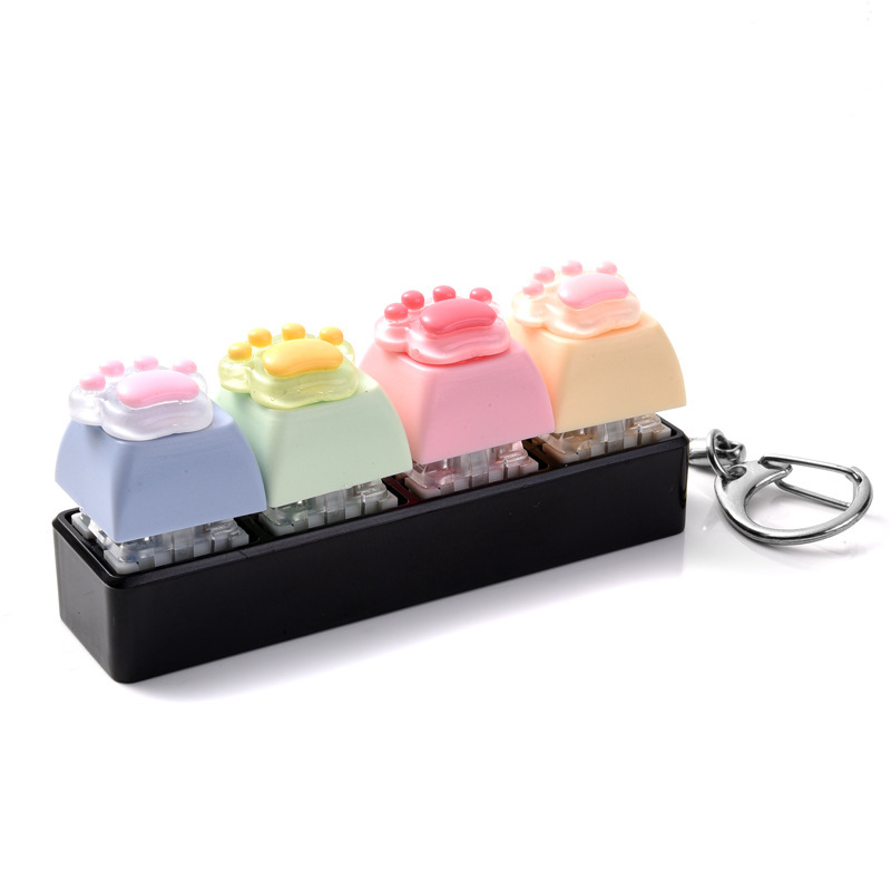 Wholesale Cat Paw Button Fidget Clicker Keychain, Stress‑Relief Decompression Toy Bag Charm Small Hanging Pendant