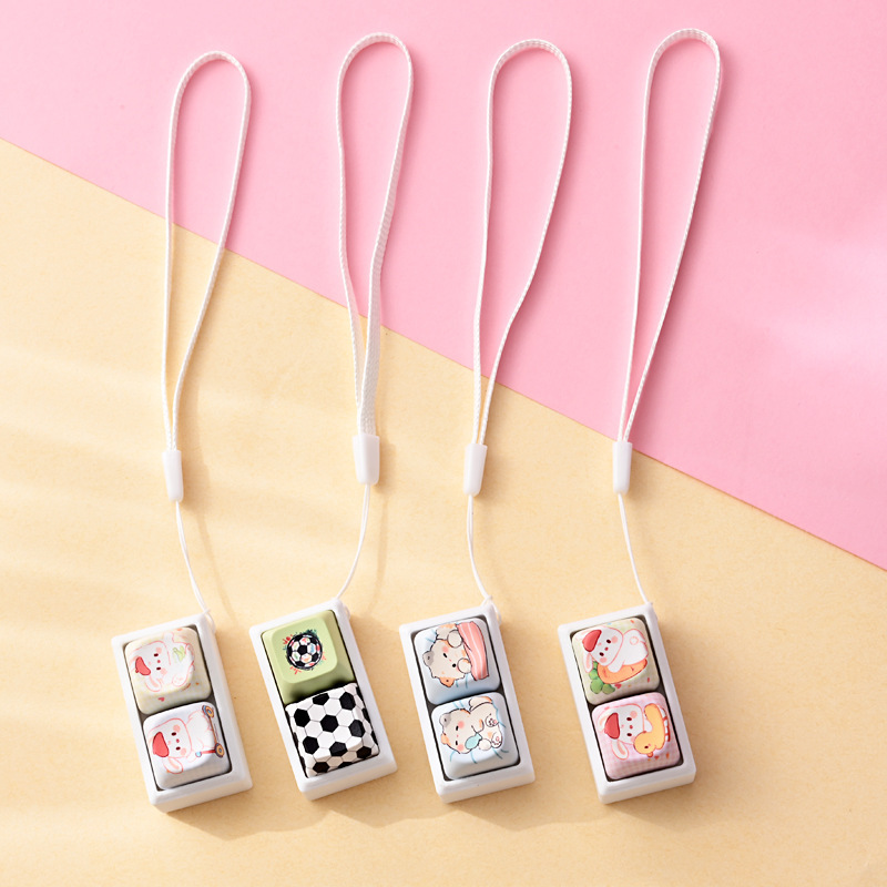 Wholesale Cute Animal Button Fidget Clicker Keychain, Stress‑Relief Bag Charm Decompression Vent Toy Small Gift Pendant