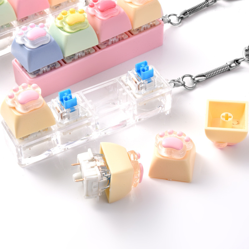 Wholesale Cat Paw Button Fidget Clicker Keychain, Stress‑Relief Decompression Toy Bag Charm Small Hanging Pendant