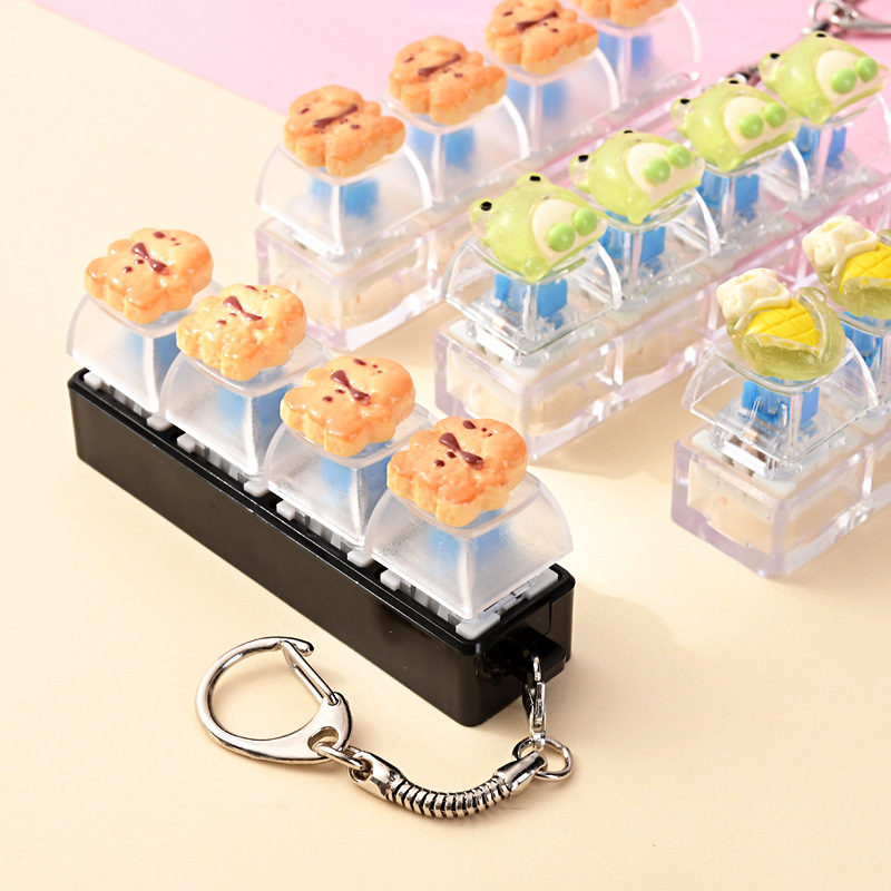 Wholesale Lovely Cute Bread Fidget Button Keychain, Stress‑Relief Hanging Charm for Bag Key Decoration Small Gift