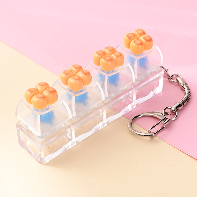 Wholesale Cute Bread Toast Button Fidget Clicker Keychain, Stress‑Relief Decompression Toy Small Bag Charm Vent Toy
