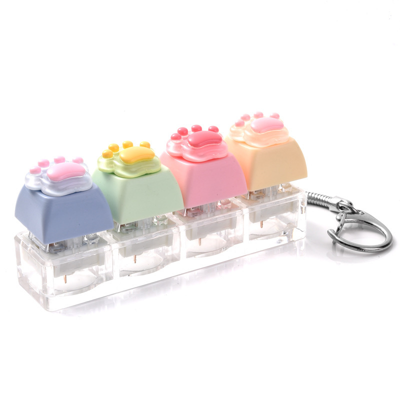 Wholesale Cat Paw Button Fidget Clicker Keychain, Stress‑Relief Decompression Toy Bag Charm Small Hanging Pendant