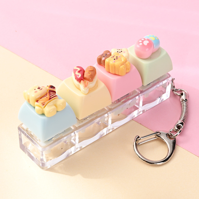 Wholesale Lovely Cute Bread Fidget Button Keychain, Stress‑Relief Hanging Charm for Bag Key Decoration Small Gift