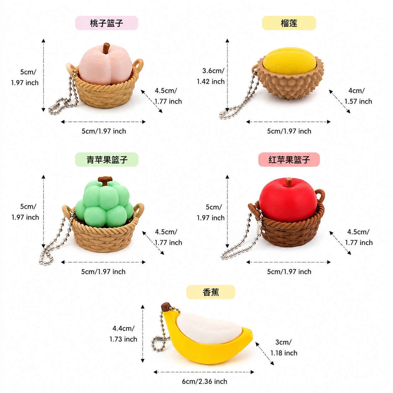 Wholesale Mixed‑Style 3D Printed Finger Press Fidget Keychain, Decompression Fidget Toy for Keychain Bag Charm Small Gift Creation