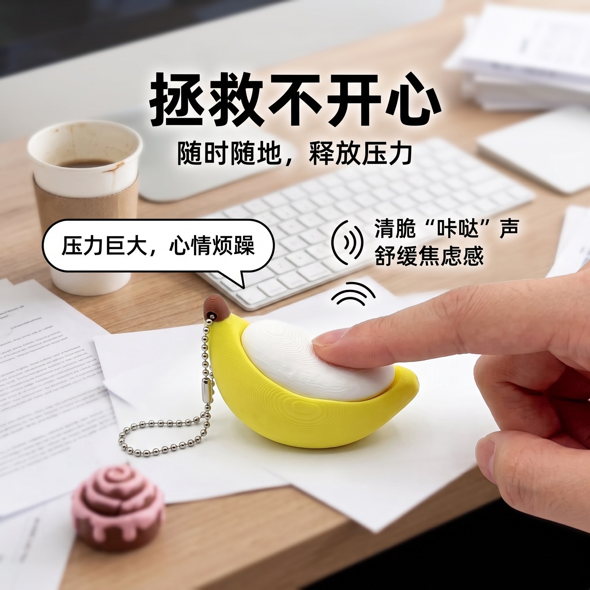 Bulk 3D‑Printed Creative Finger Clicker Fidget Keychain, Portable Decompression Hanging Ornament for Kids Adults