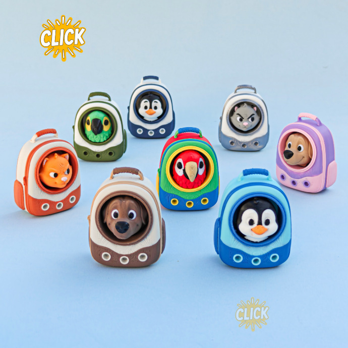 Wholesale Creative 3D Printed Fidget Clicker Keychain, Mini Decompression Hanging Charm for Key Bag Decor & Gift