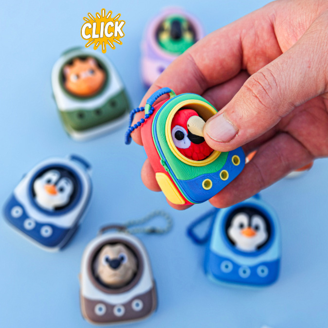 Wholesale Creative 3D Printed Fidget Clicker Keychain, Mini Decompression Hanging Charm for Key Bag Decor & Gift