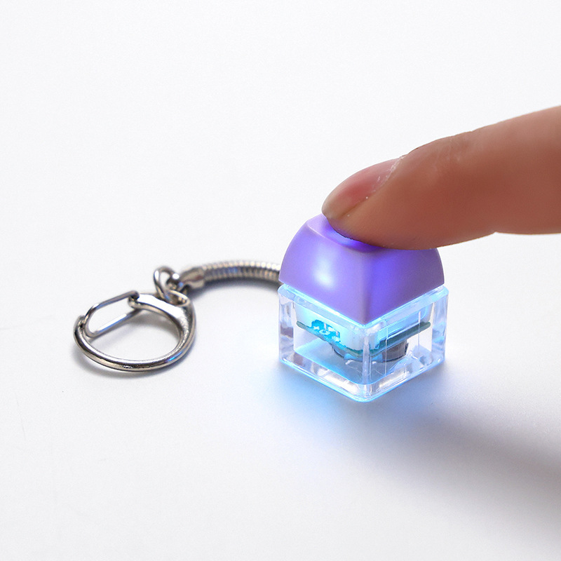 Keyboard Shaped Fidget Squeeze Keychain Creative Transparent Flashing Light Stress Relief Toy
