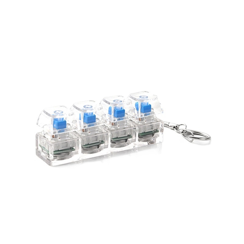Flashing Light Transparent Keyboard Fidget Button Keychain Squeeze Stress Relief Accessory