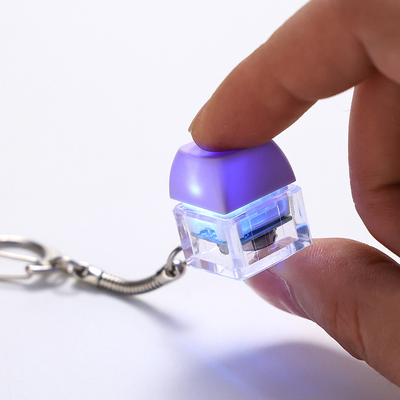 Keyboard Shaped Fidget Squeeze Keychain Creative Transparent Flashing Light Stress Relief Toy