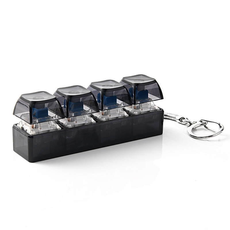 Flashing Light Transparent Keyboard Fidget Button Keychain Squeeze Stress Relief Accessory