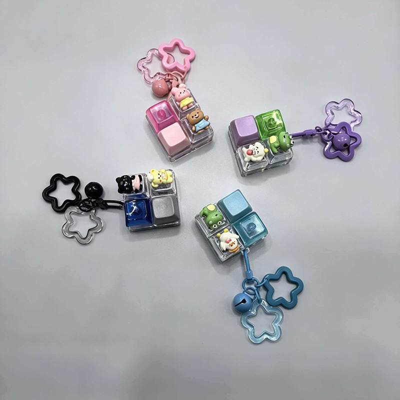 Mini Fidget Clicker Bag Charm, Mechanical Button Press Toy, Key Chain Hanging Ornament, Office Stress Relief Gift