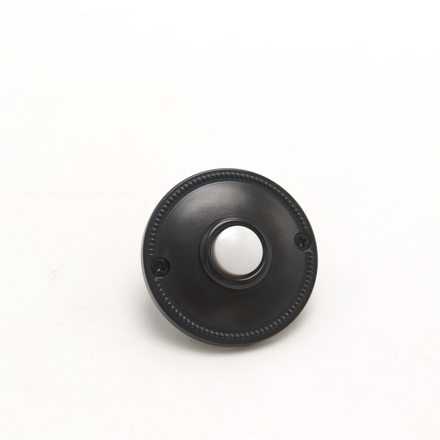Decorative Zinc Alloy Round Wired Doorbell Push Button | Black & Antique Brass Finish | Beaded Circular Design | DC1818,decometalplastic,Decorative Zinc Alloy Round Wired Doorbell Push Button | Black & Antique Brass Finish | Beaded Circular Design | DC1818