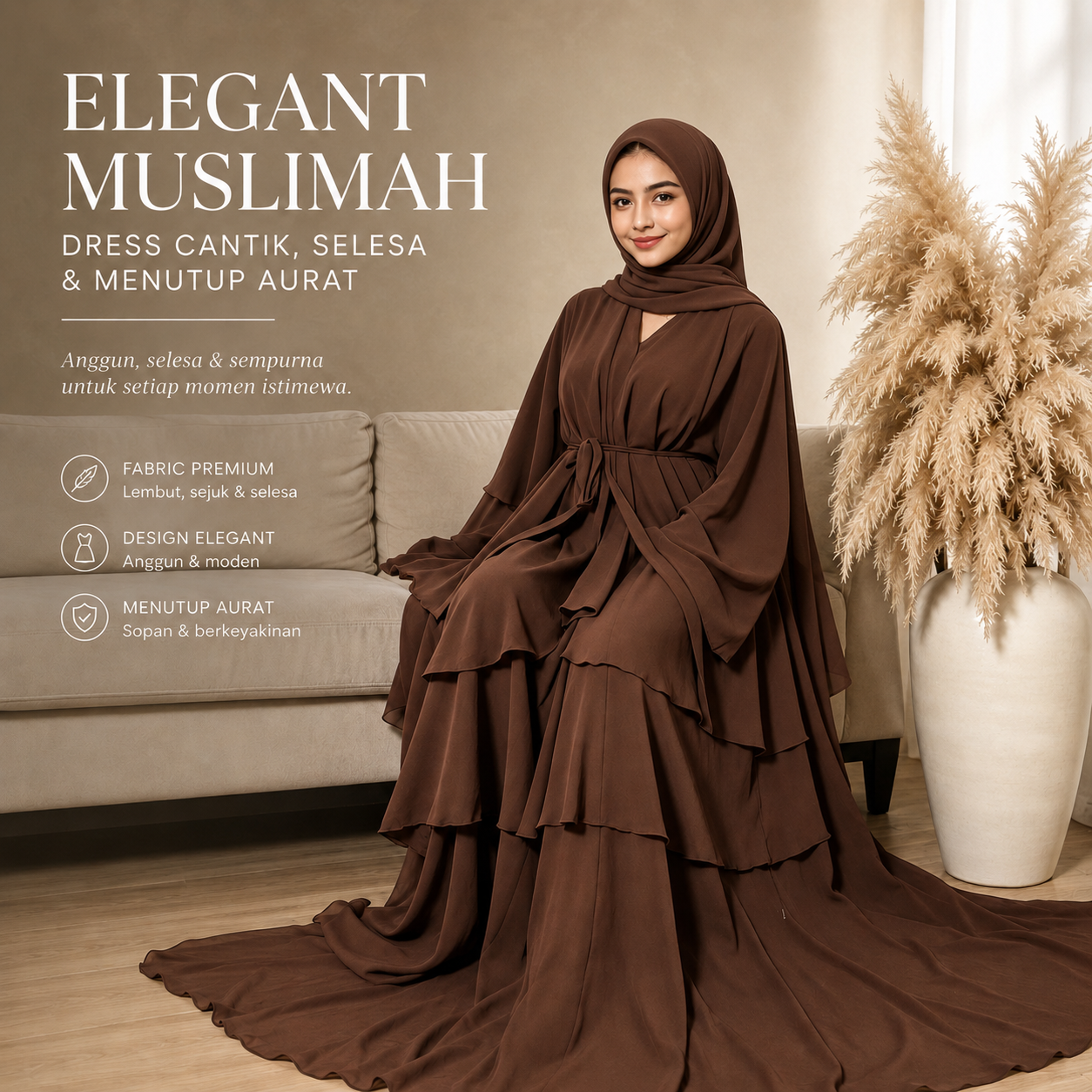 Modern Muslim Abaya + Tibra Headscarf | Long, full-coverage design | Warm and comfortable fabric | Perfect for Eid, prayers, and various occasions