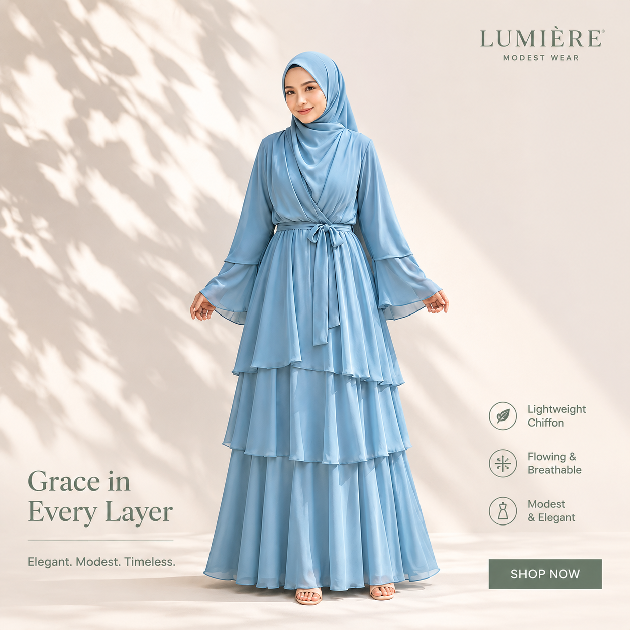 Modern Muslim Abaya + Tibra Headscarf | Long, full-coverage design | Warm and comfortable fabric | Perfect for Eid, prayers, and various occasions