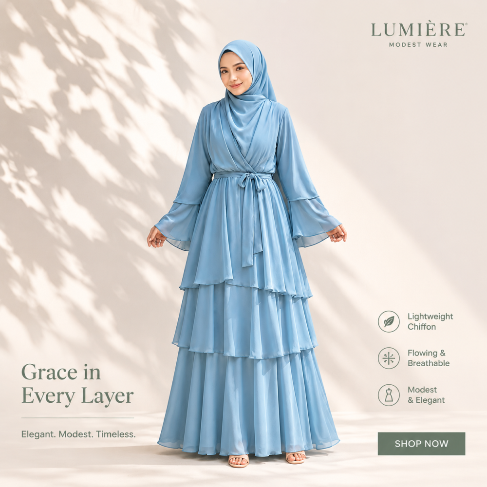 Modern Muslim Abaya + Tibra Headscarf | Long, full-coverage design | Warm and comfortable fabric | Perfect for Eid, prayers, and various occasions