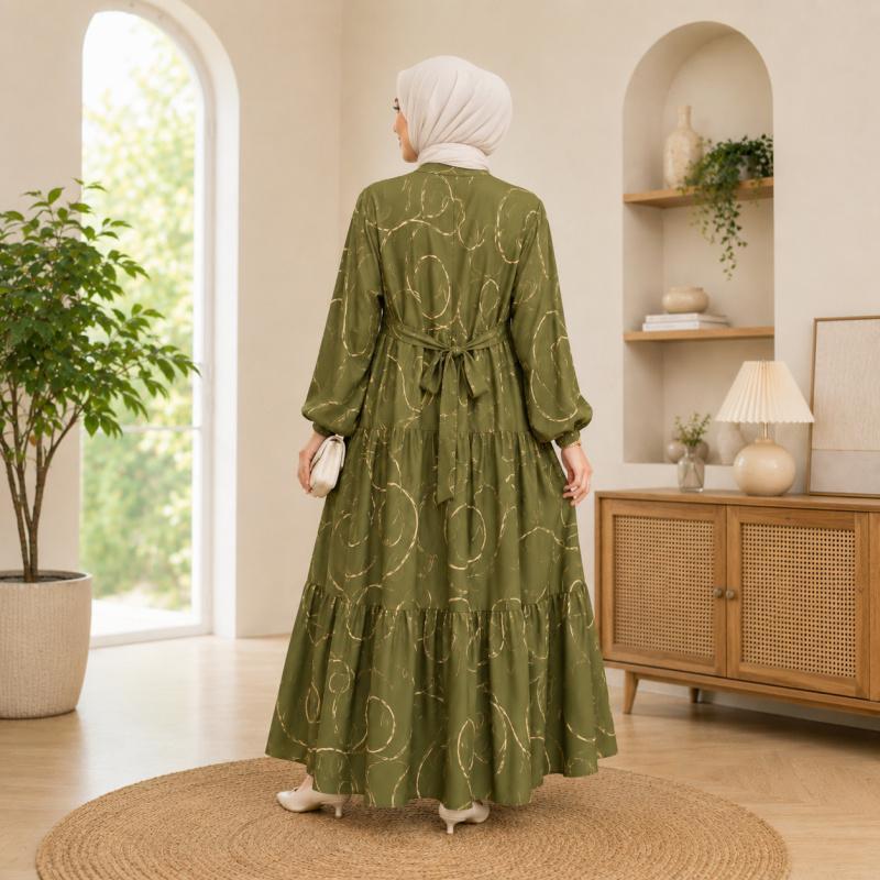 Muslim long dress - Simple, elegant and loose style. Soft and high-quality fabric. Suitable for daily office, home use, outdoor activities, banquets and formal dinners. Also suitable for travel wear. Embroidered long robe.