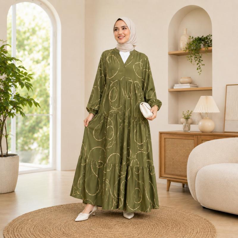 Muslim long dress - Simple, elegant and loose style. Soft and high-quality fabric. Suitable for daily office, home use, outdoor activities, banquets and formal dinners. Also suitable for travel wear. Embroidered long robe.