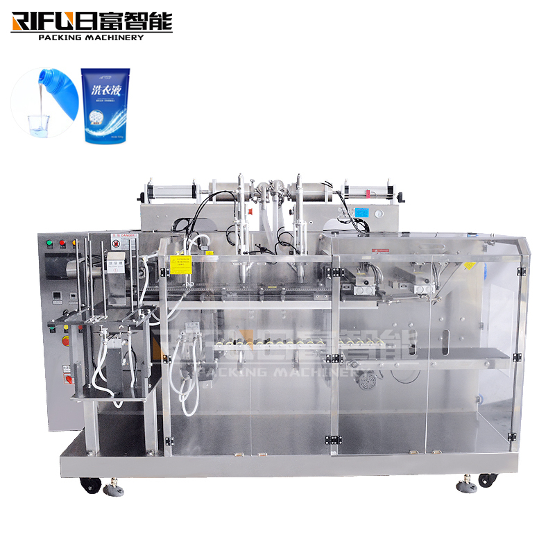 Automatic washing soap laundry liquid horizontal preformed bag packaging machine