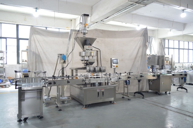 Automatic cans granule filling seaming production line for coffee beans/pet food/candy/melon seeds/dried flowers/wheat/salt/sugar