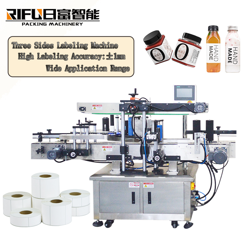 Automatic three sides square round bottle labeling machine
