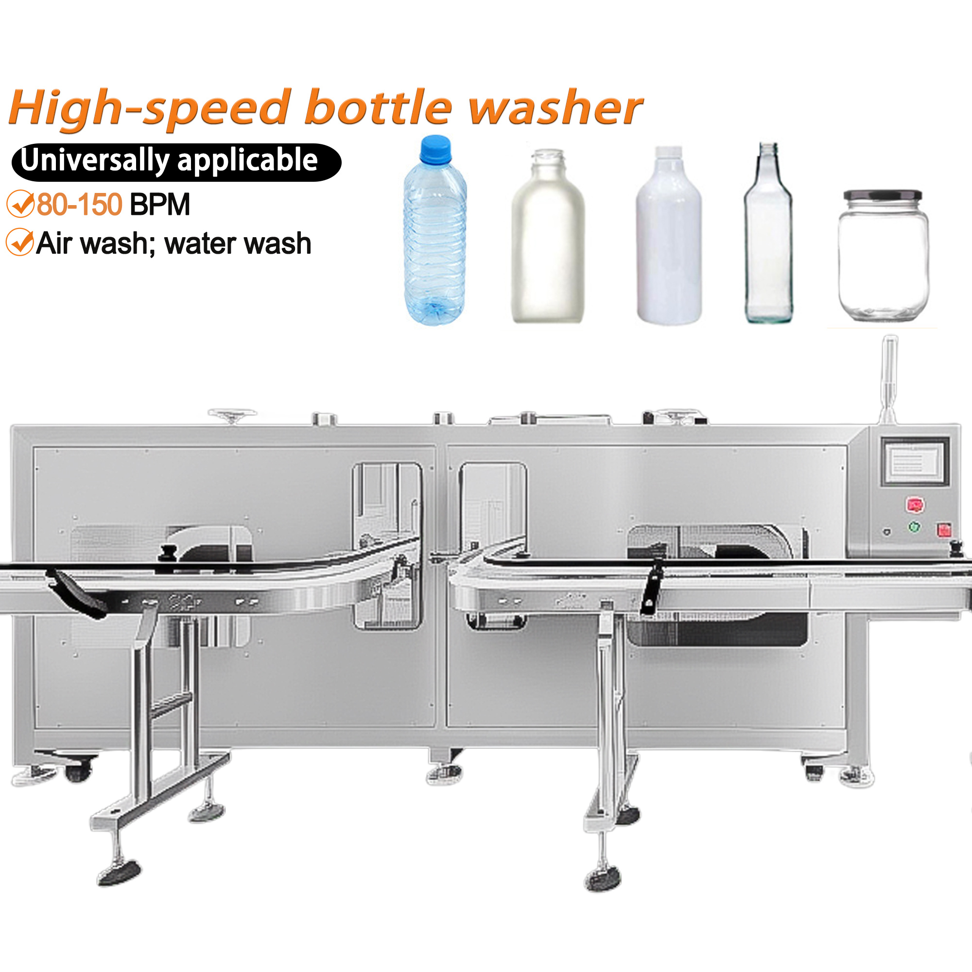 High-Speed Washing Machine Bottle Washer for Glass Plastic Bottles