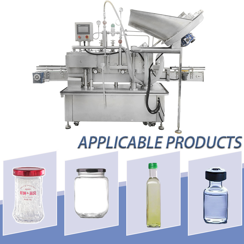 Automatic Glass Bottles Fruit Jam Jar Metal Twist-off Caps Vacuum Steam Capping Machine for Hot Sauce