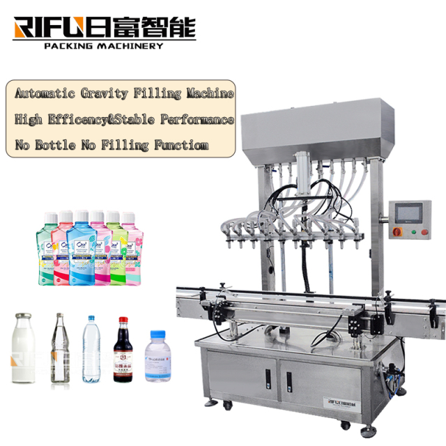 Automatic gravity flow liquid bottle filling machine for beverage mouthwash vinegar water milk juice