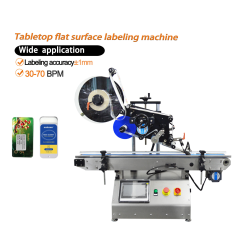 Automatic Flat Surface Desktop Sticker Labeling Machines For Square Bottle Caps Paper Box