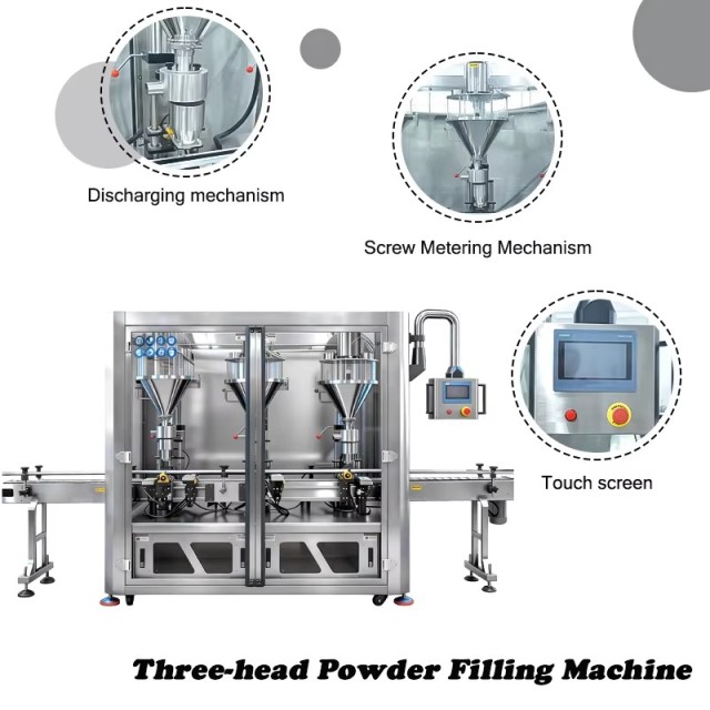 Industrial Automatic Three-Head Auger Filling Machine for Powders & Granules