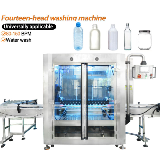 14-Head Linear Bottle Washing Machine – Customizable for Your Production Line