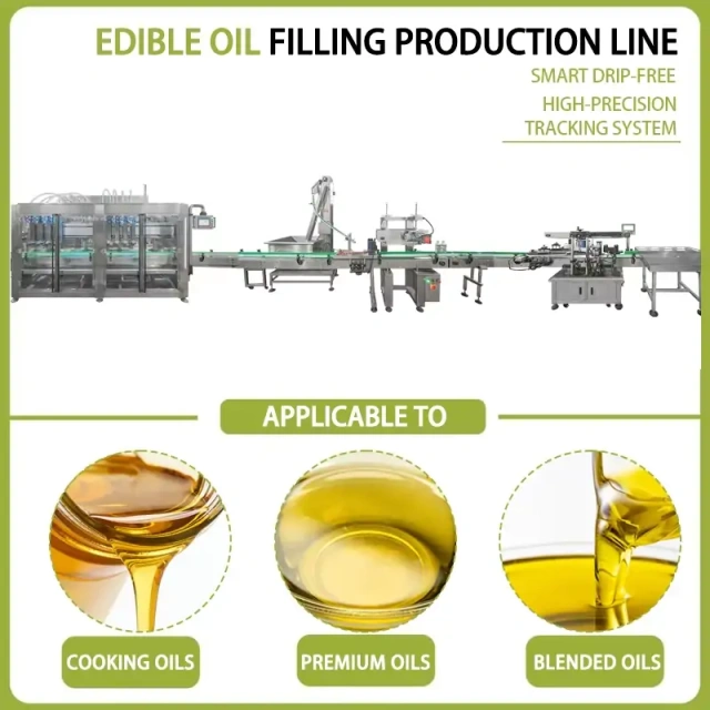Automatic Edible Oil Filling Press Capping Labeling Production Line