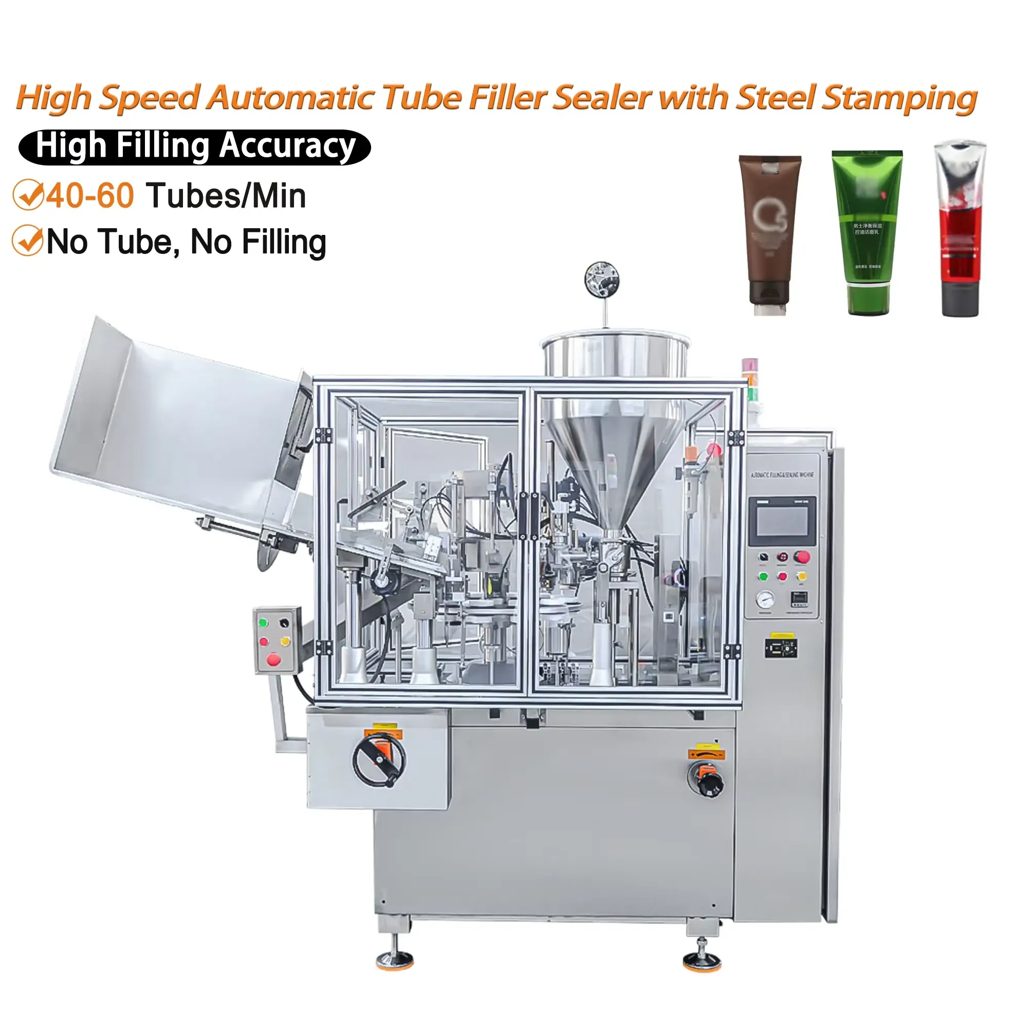 High-Speed Automatic Tube Filler Sealer with Steel Stamping