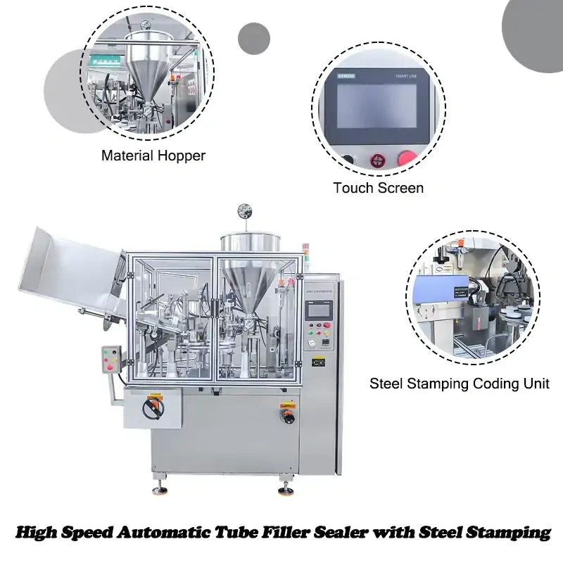 High-Speed Automatic Tube Filler Sealer with Steel Stamping