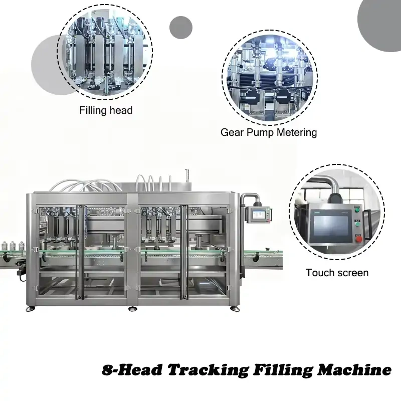 8-Head Tracking Filling Machine for Edible Oil & Viscous Liquids