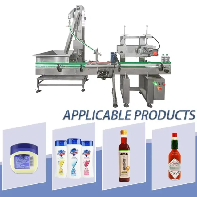 Automatic Press-On Capping Machine with Cap Elevator for Oil, Shampoo & Beverage Bottles