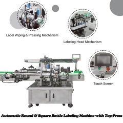 Automatic Round & Square Bottle Labeling Machine with Top-Press Mechanism
