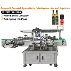 Automatic Round & Square Bottle Labeling Machine with Top-Press Mechanism