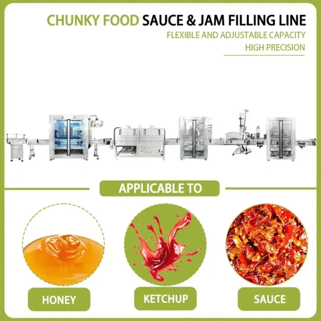 Full Automatic Chunky Sauce & Jam Jar Sorting Washing Filling Capping Line
