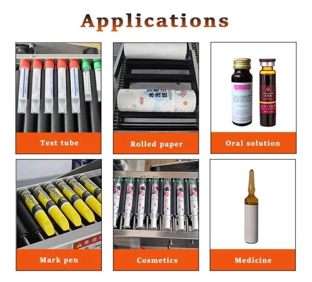 Automatic Horizontal Rolling Sticker Labeling Machine for Small Cylindrical Bottles