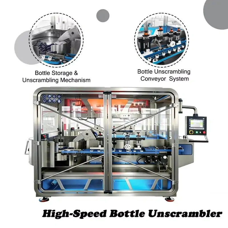 High-Speed Bottle Unscrambler | 50-200 BPM Automatic Sorting & Feeding Machine