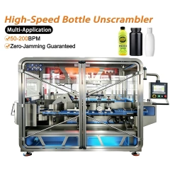 High-Speed Bottle Unscrambler | 50-200 BPM Automatic Sorting & Feeding Machine