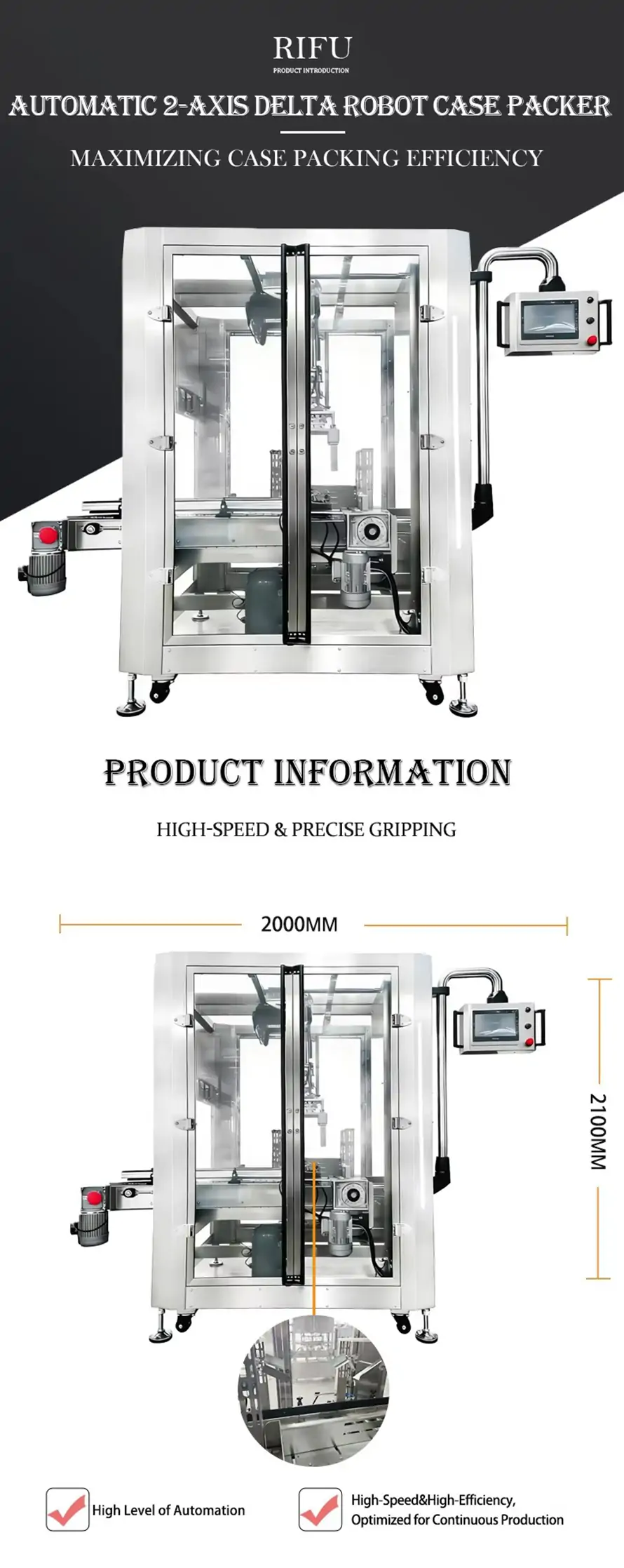 RIFU fully automated end-of-line packaging system integrating robotic case packer for smart factory automation.