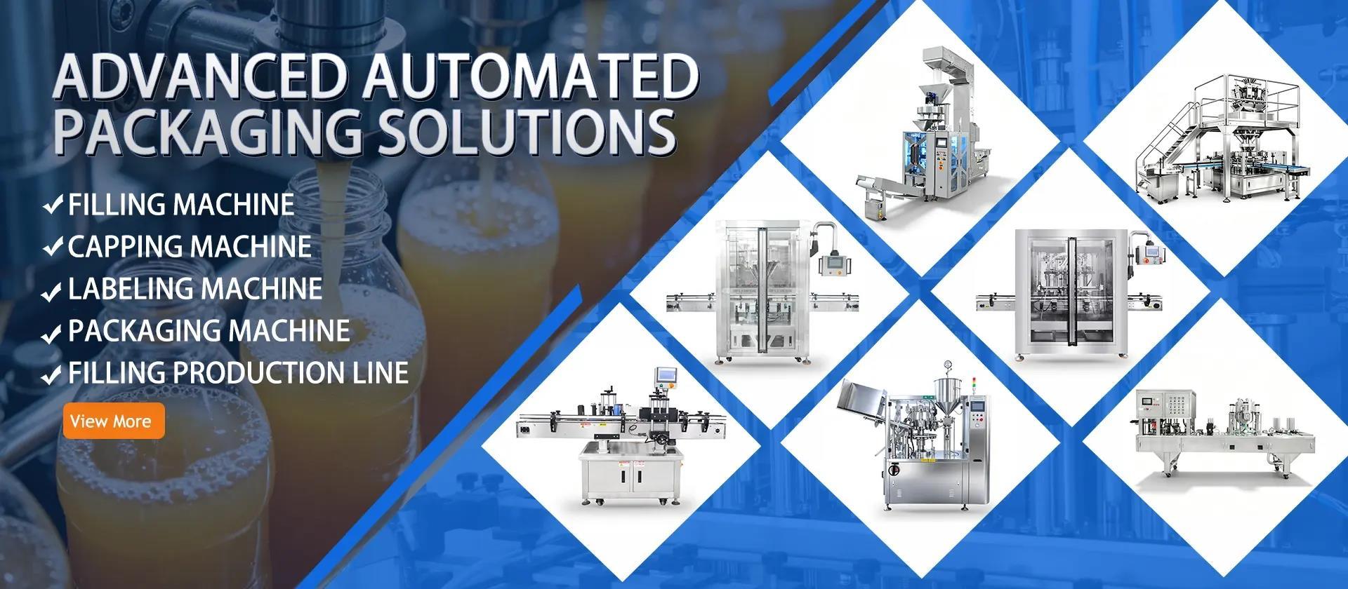 Advanced automated packaging solutions by Rifu, featuring a comprehensive product range including filling machines, capping machines, labeling machines, packaging machine and complete filling production lines 