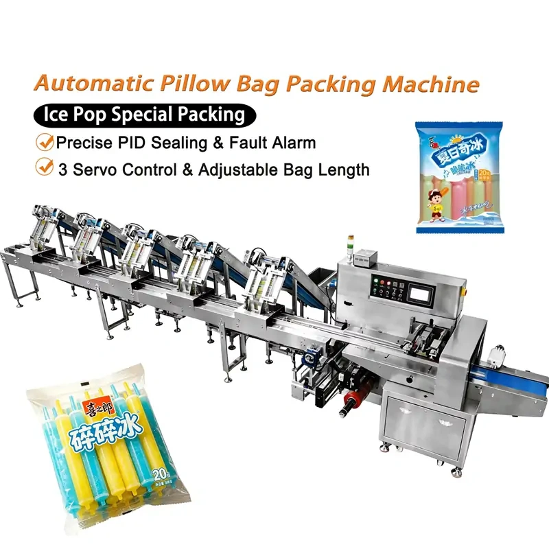 Automatic Pillow Bag Packing Machine with Full Inclined Feeding Conveyor Line