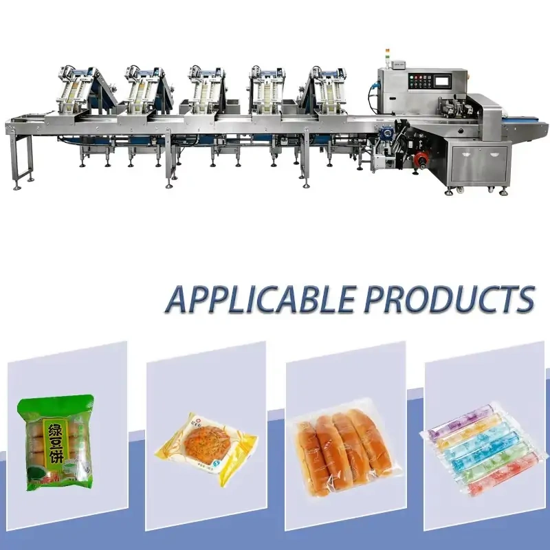 Automatic Pillow Bag Packing Machine with Full Inclined Feeding Conveyor Line