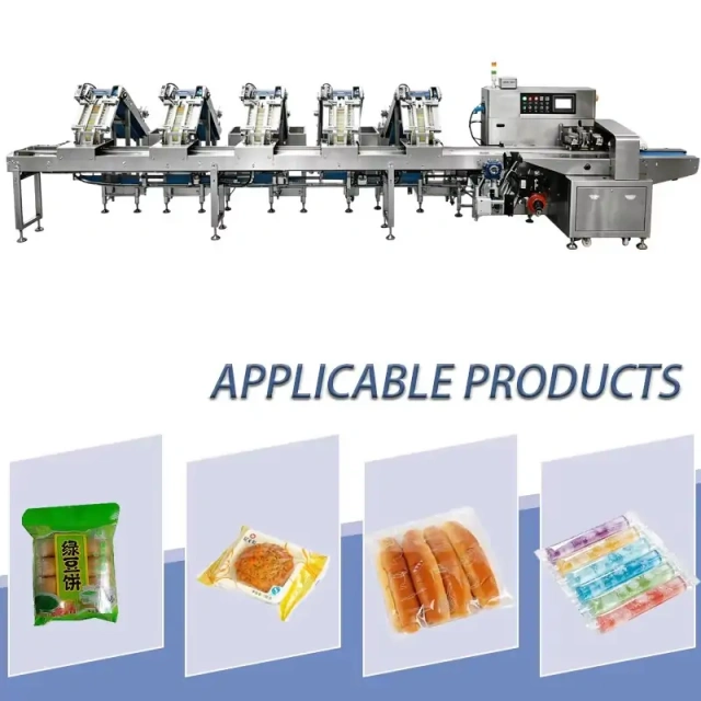Automatic Pillow Bag Packing Machine with Full Inclined Feeding Conveyor Line