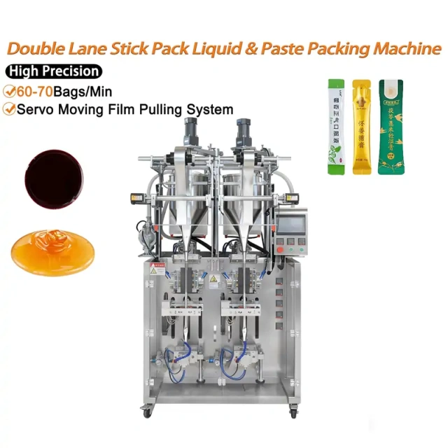 Double Lane Servo Moving Film Liquid & Paste Stick Pack Machine
